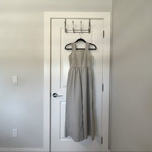 Leveta Wide Leg Long Jumpsuit. Light Moss-Grey-Green  Checkered Pattern. NEW